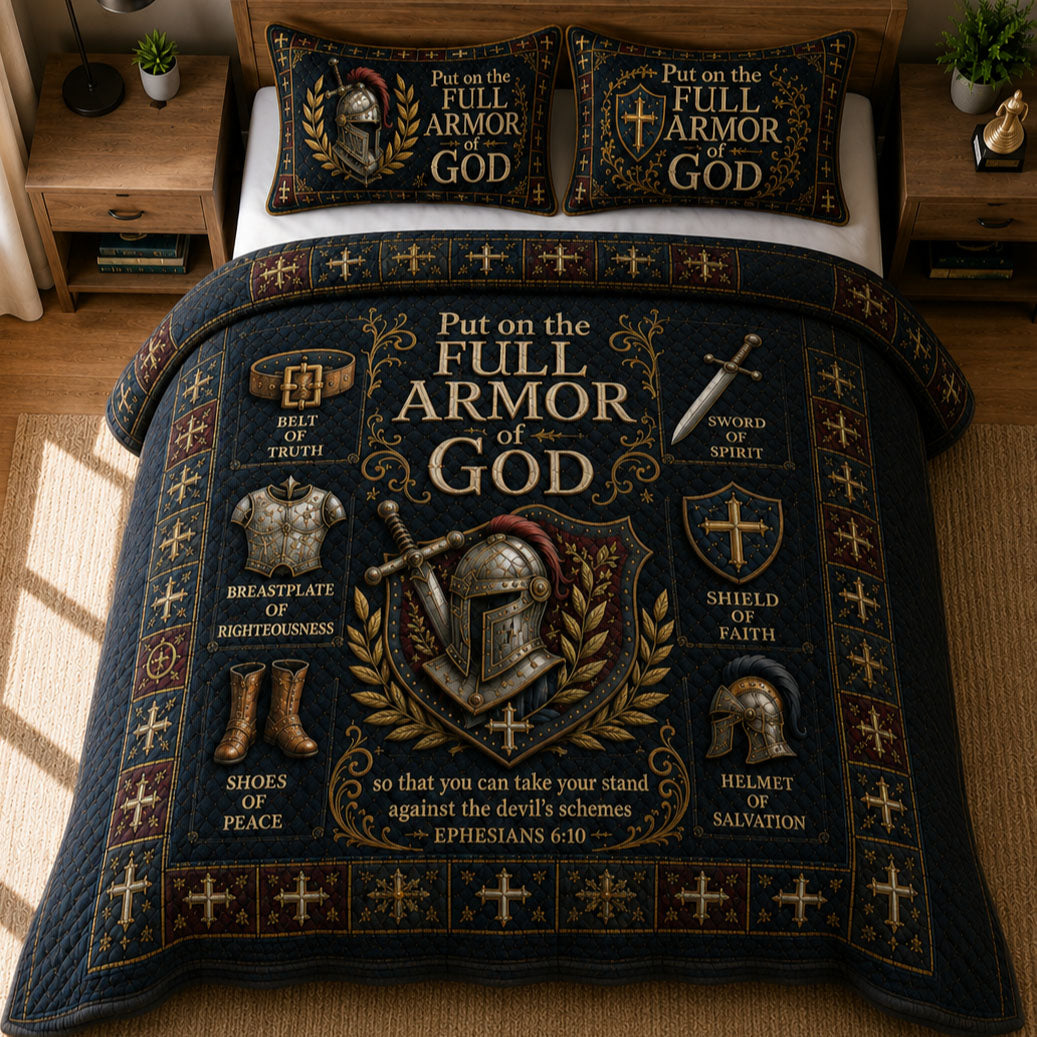 Full Armor Of God 3-Piece Quilted Bedding Set GFTOHNL635