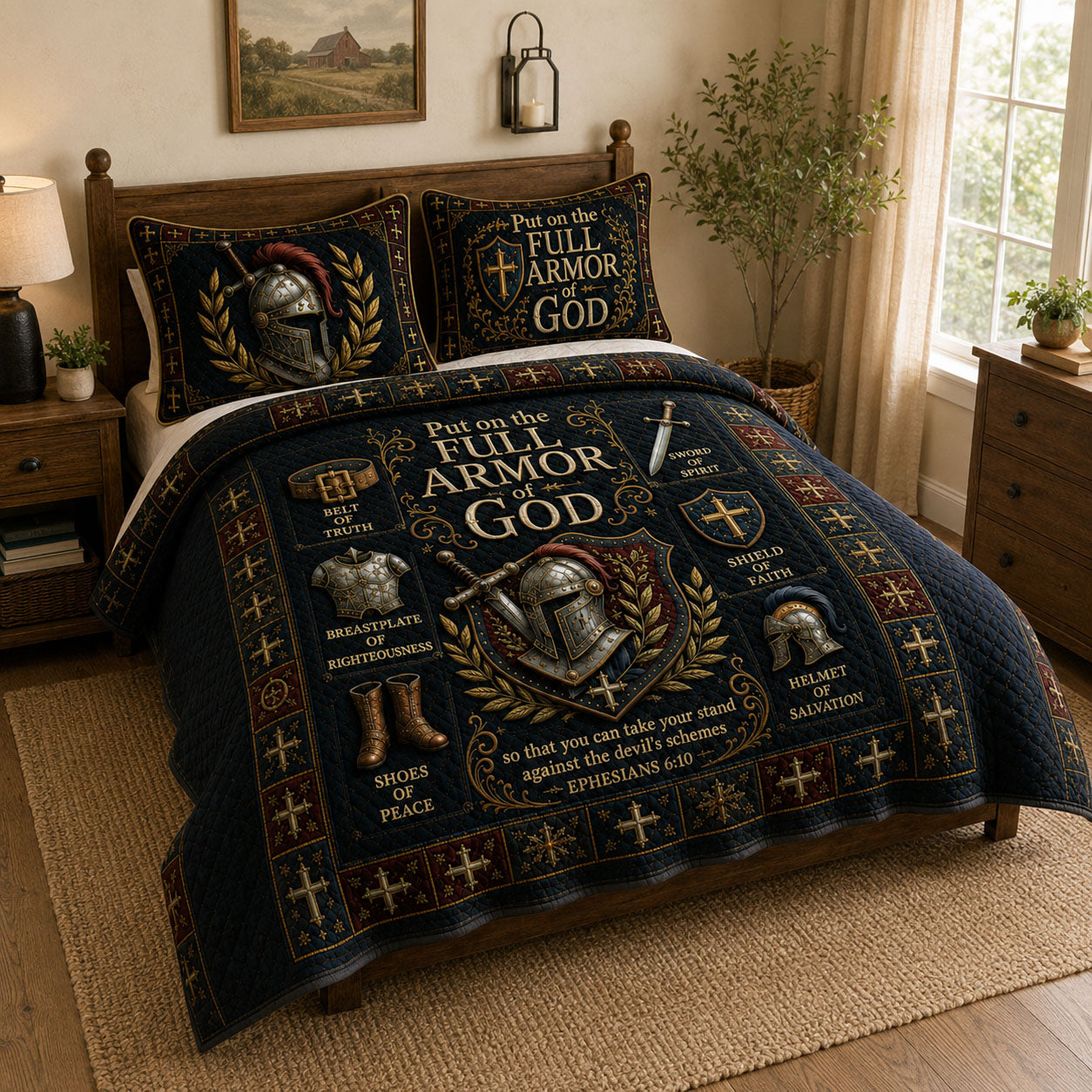Full Armor Of God 3-Piece Quilted Bedding Set GFTOHNL635