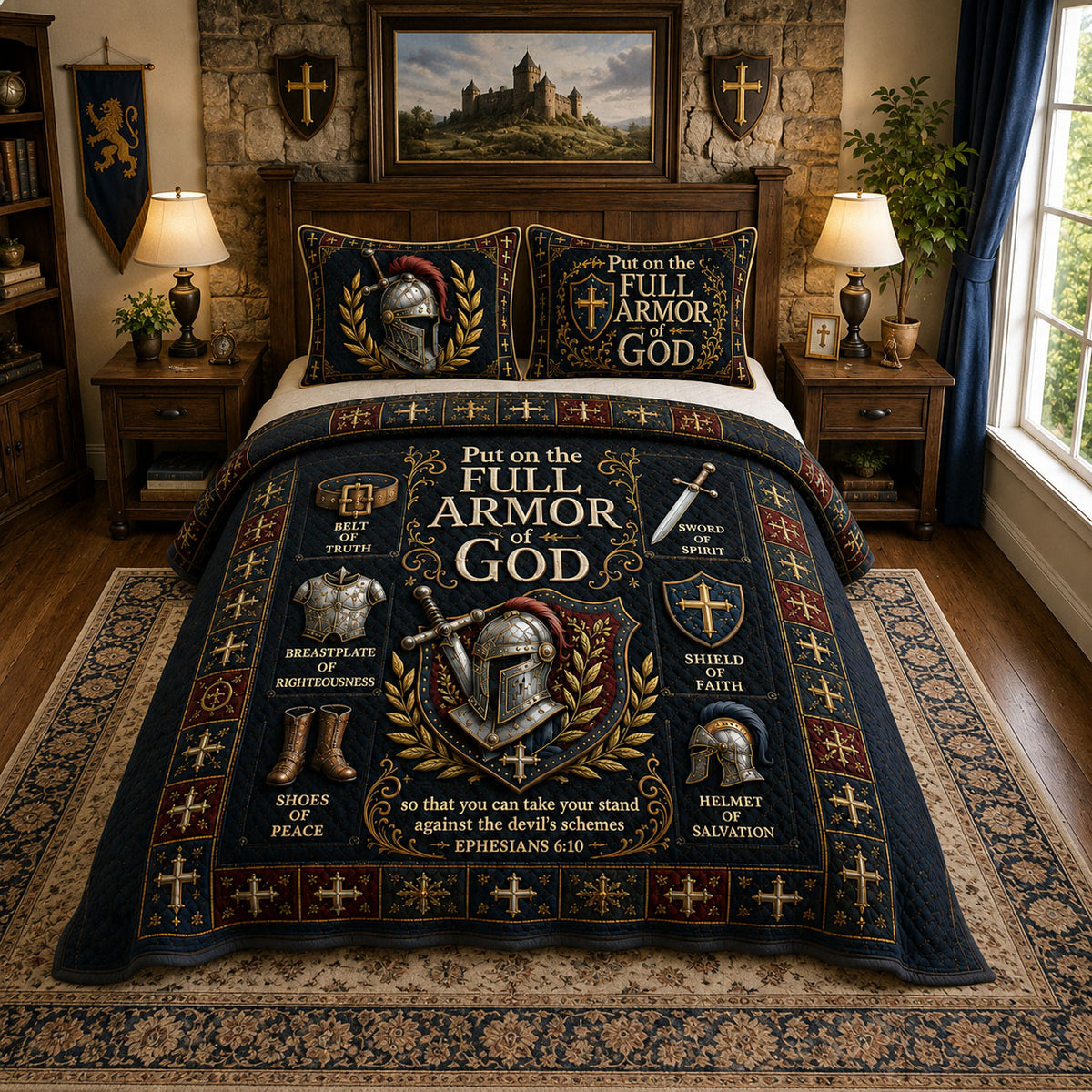 Full Armor Of God 3-Piece Quilted Bedding Set GFTOHNL635