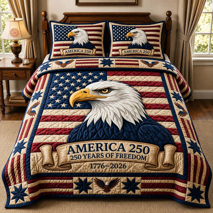 USA 250 Eagle 3-Piece Quilted Bedding Set GDTONTD02