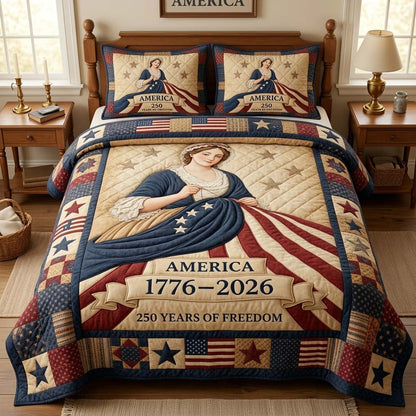 America Liberty Anniversary 3-Piece Quilted Bedding Set GDTONTD03