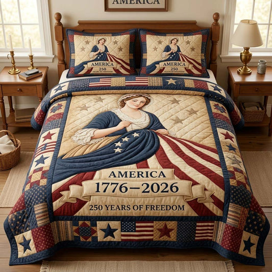 America Liberty Anniversary 3-Piece Quilted Bedding Set GDTONTD03
