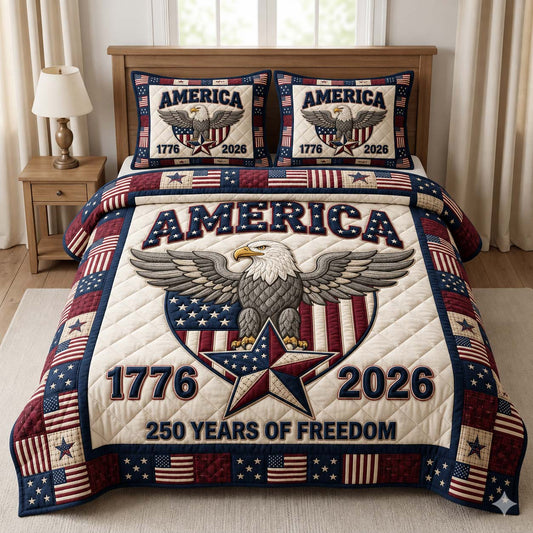America Eagle Star 3-Piece Quilted Bedding Set GDTONTD04