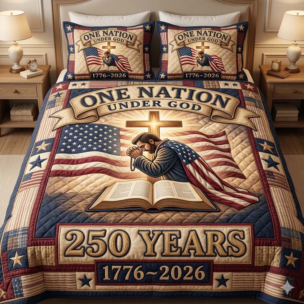 One Nation America 3-Piece Quilted Bedding Set GDTONTD06