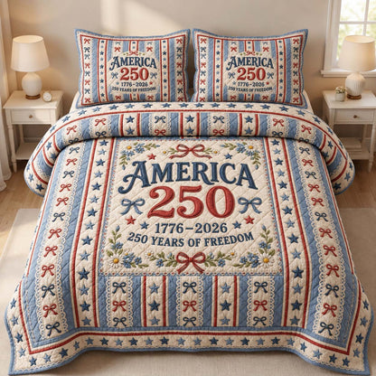 America 250 Floral 3-Piece Quilted Bedding Set GDTONTD07