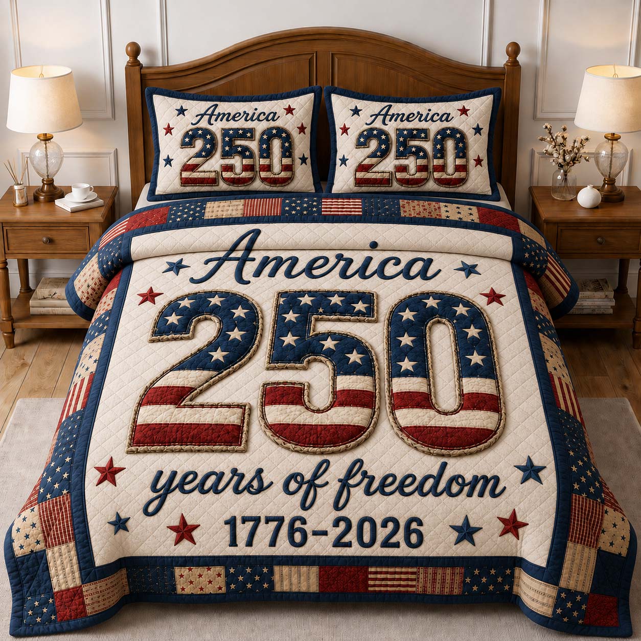 America 250 Anniversary 3-Piece Quilted Bedding Set GDTONTD08