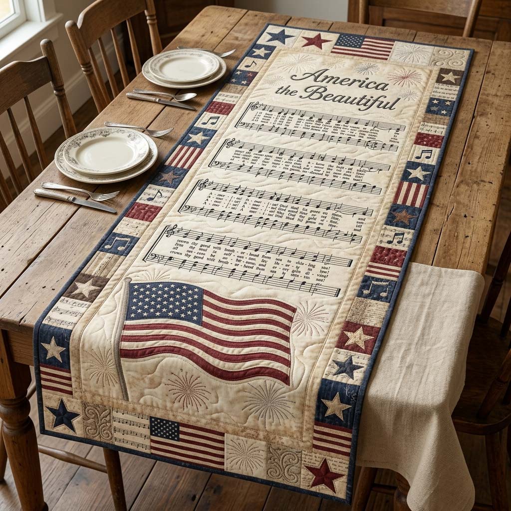 Beautiful Anthem Quilted Table Runner GDTONTD101