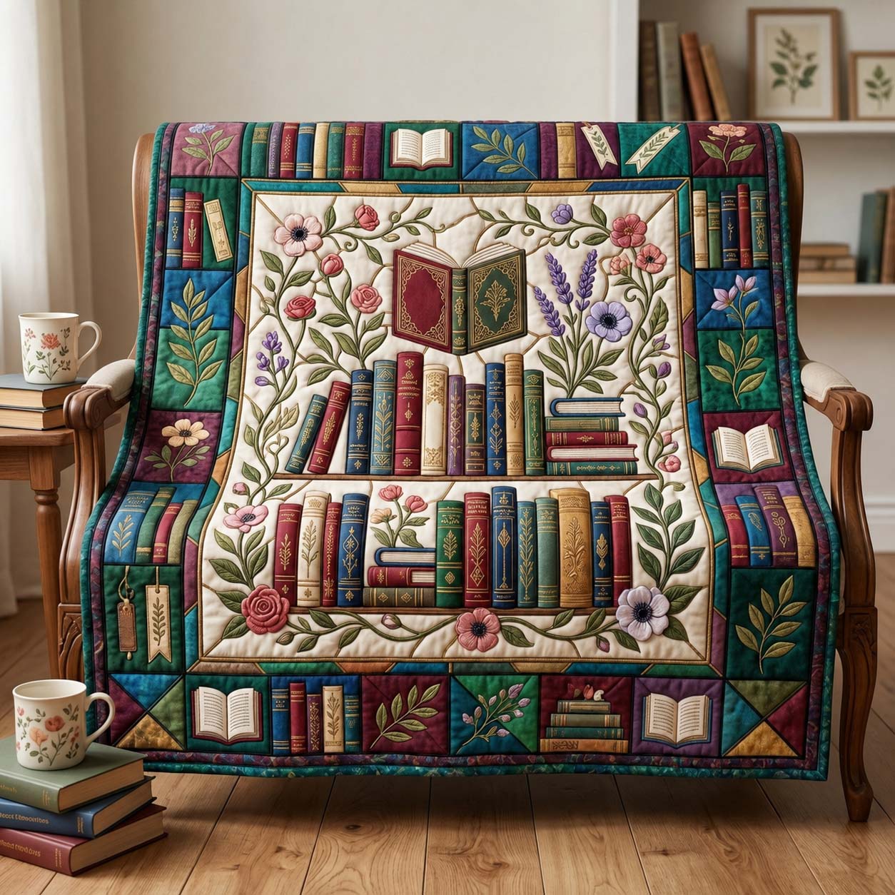 Bookish Garden Charm Quilted Blanket GDTONTD1014