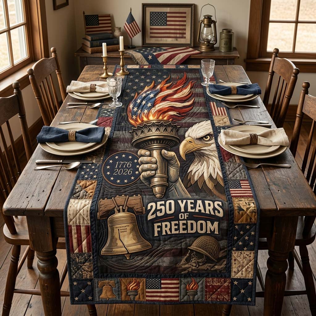 Freedom Torch Quilted Table Runner GDTONTD104