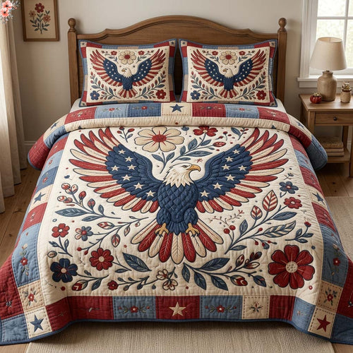Eagle Floral 3-Piece Quilted Bedding Set GDTONTD105