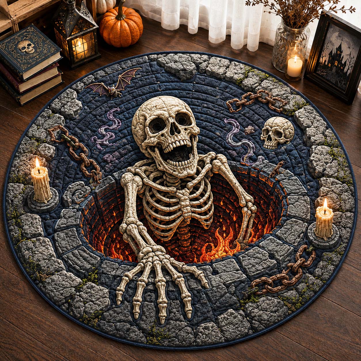 Graveyard Bone Pit Qulited Round Mat GDTONTD1053