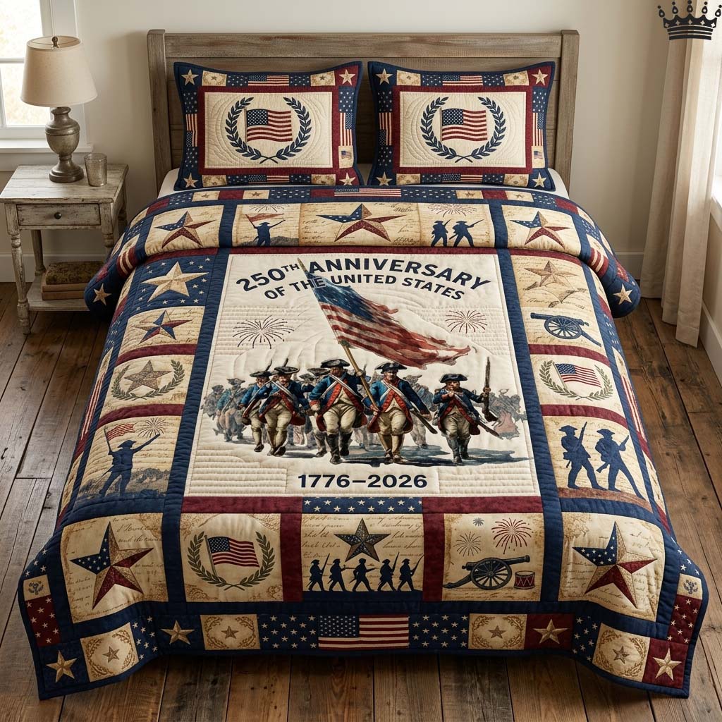 Freedom March 3-Piece Quilted Bedding Set GDTONTD106