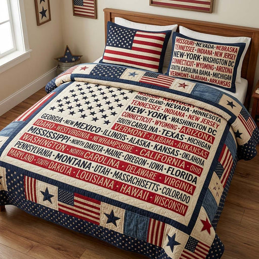 Liberty States 3-Piece Quilted Bedding Set GDTONTD107