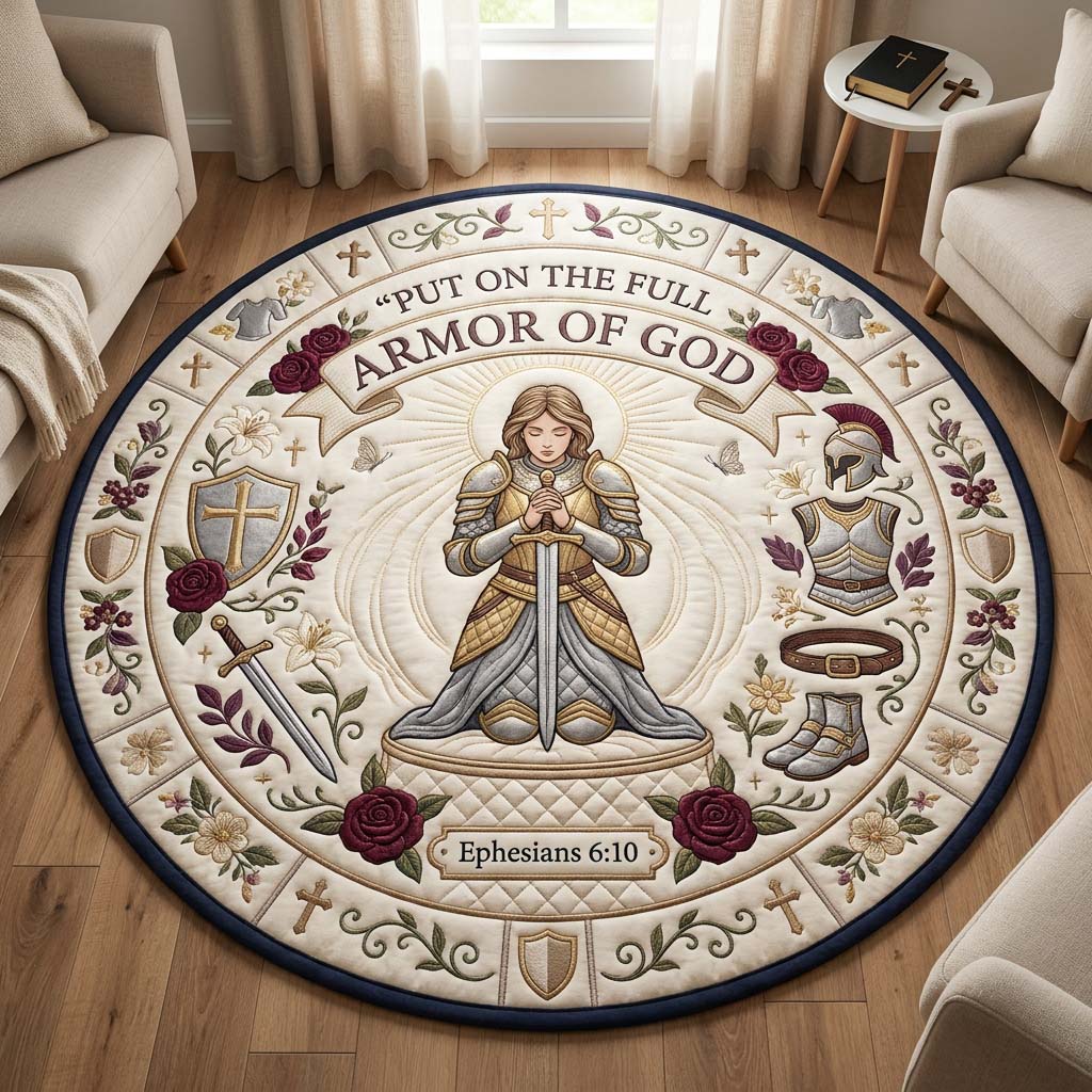 Floral Armor Grace Qulited Round Mat GDTONTD1086