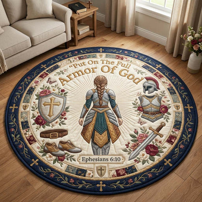 Prayerful Warrior Maiden Qulited Round Mat GDTONTD1087