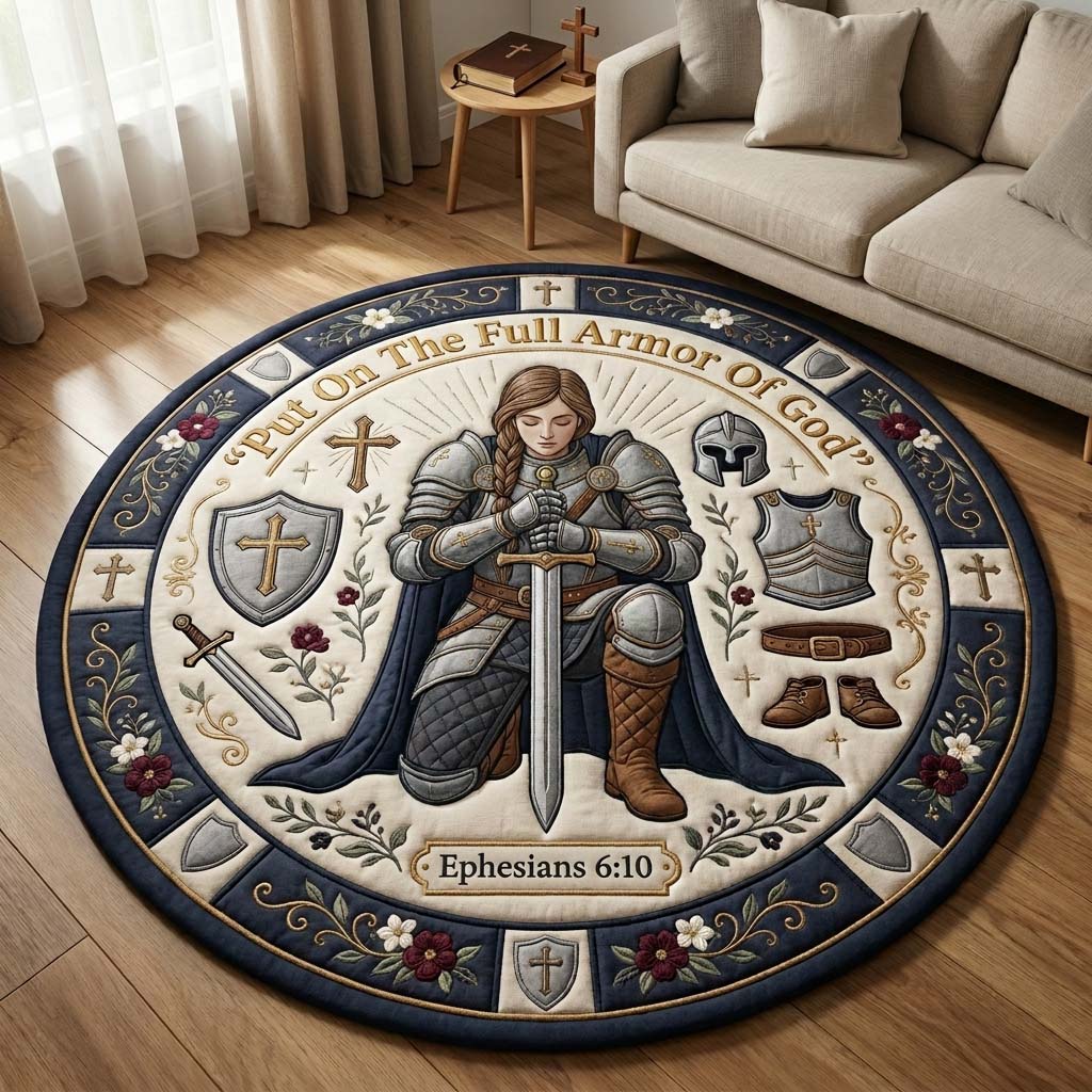Kneeling Faith Warrior Qulited Round Mat GDTONTD1091