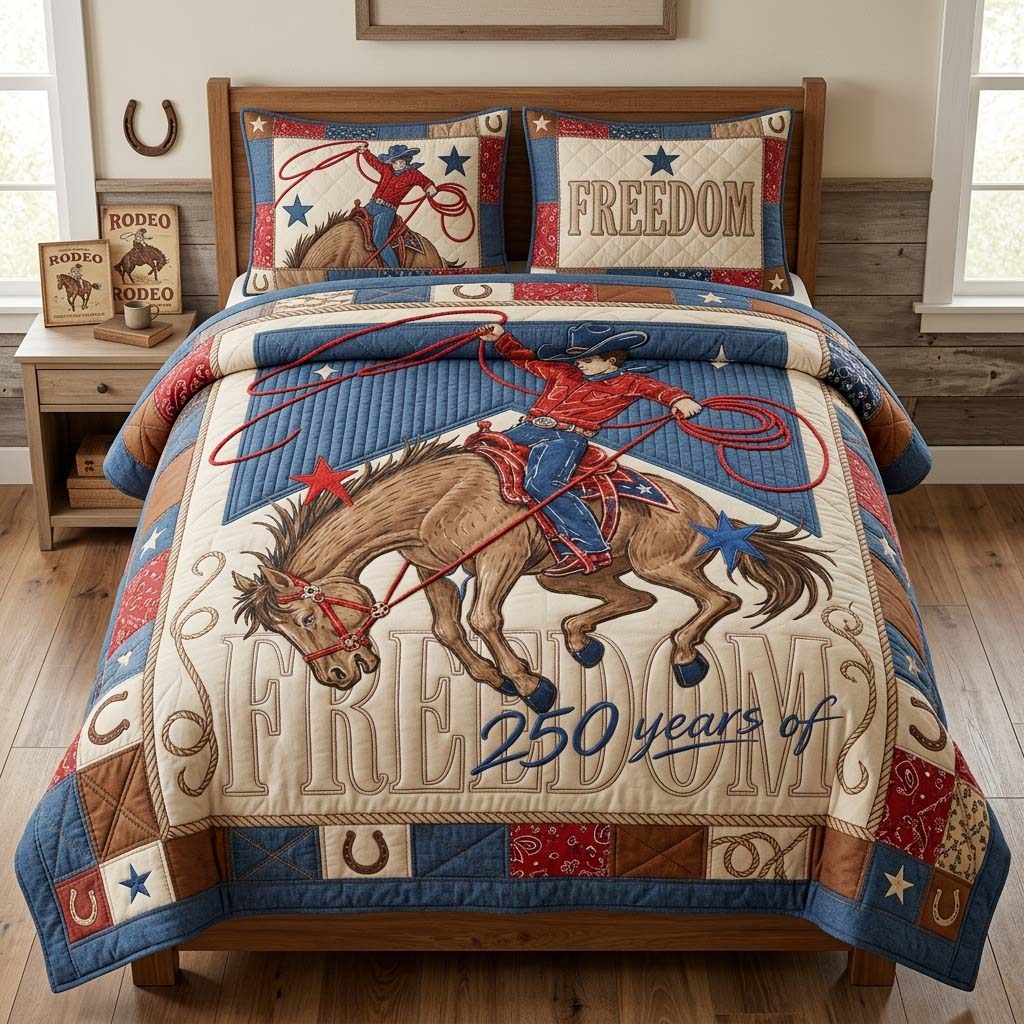 Cowboy Freedom 3-Piece Quilted Bedding Set GDTONTD110