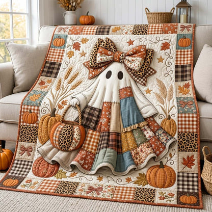 Leopard Bow Ghost Quilted Blanket GDTONTD1104