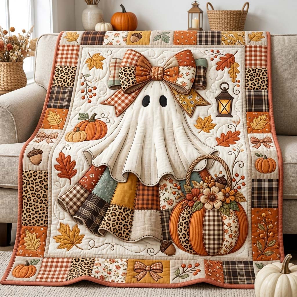 Harvest Bow Ghost Quilted Blanket GDTONTD1106