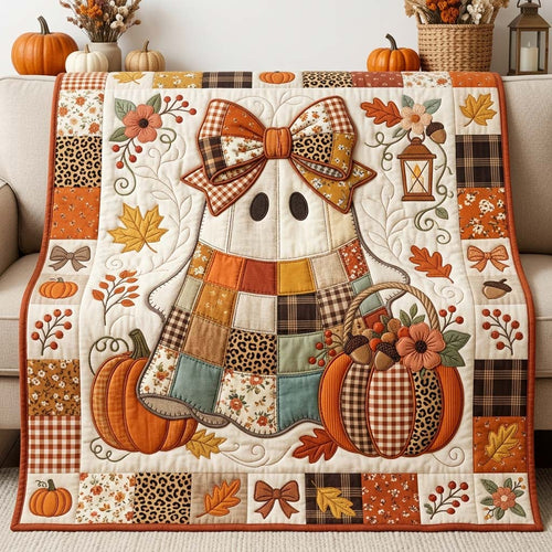 Patchwork Pumpkin Ghost Quilted Blanket GDTONTD1107