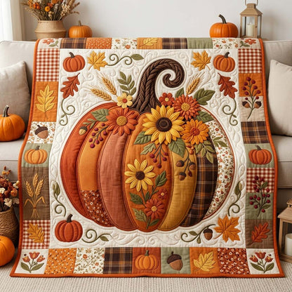 Sunflower Harvest Pumpkin Quilted Blanket GDTONTD1110