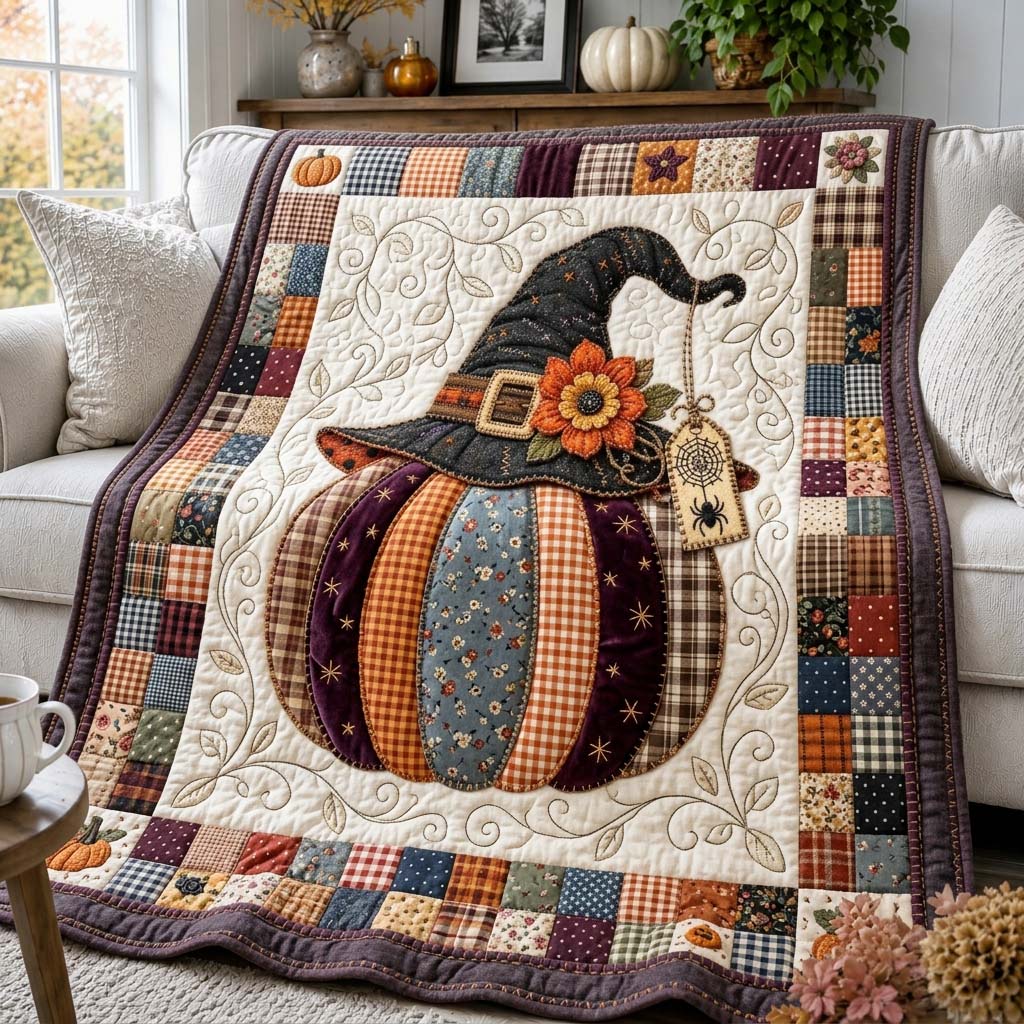 Witch Hat Pumpkin Quilted Blanket GDTONTD1111