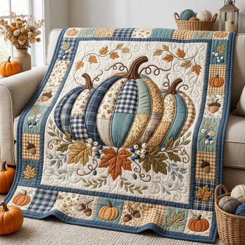 Blue Harvest Pumpkins Quilted Blanket GDTONTD1112