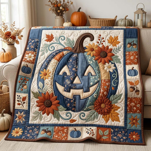 Blue Jack Pumpkin Quilted Blanket GDTONTD1115