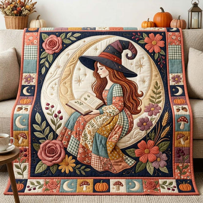 Moonlit Reading Witch Quilted Blanket GDTONTD1119