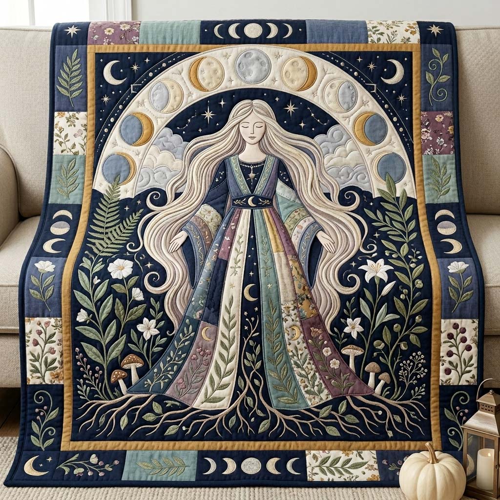 Moon Garden Goddess Quilted Blanket GDTONTD1122