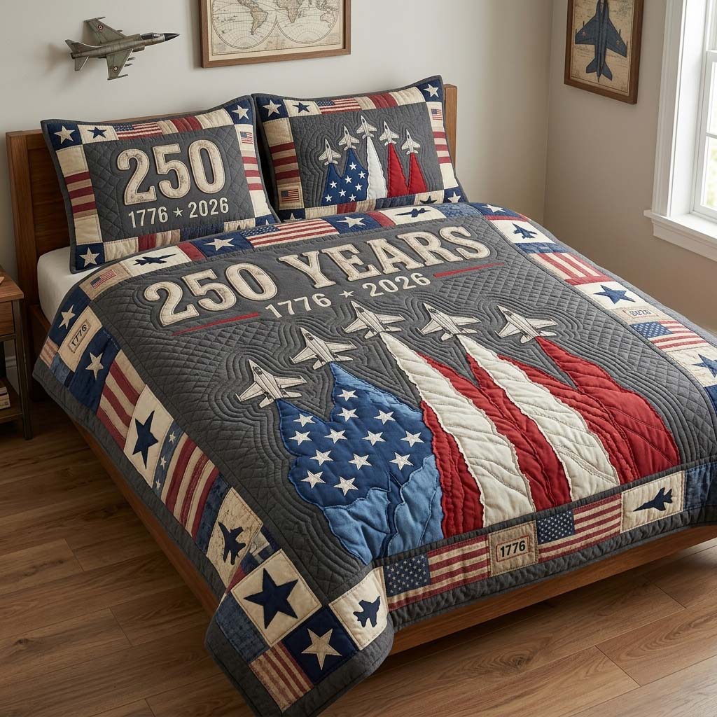 Freedom Flight 3-Piece Quilted Bedding Set GDTONTD114