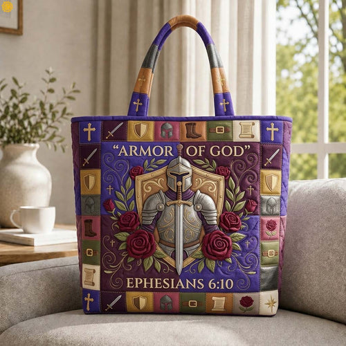 Faith Lion Shield Quilted Tote Bag GDTONTD1145