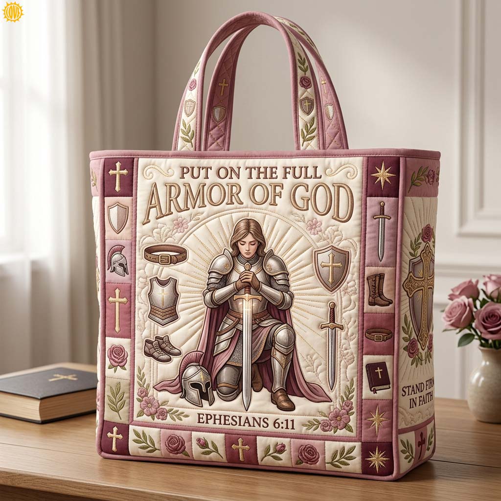 Purple Armor Faith Quilted Tote Bag GDTONTD1147