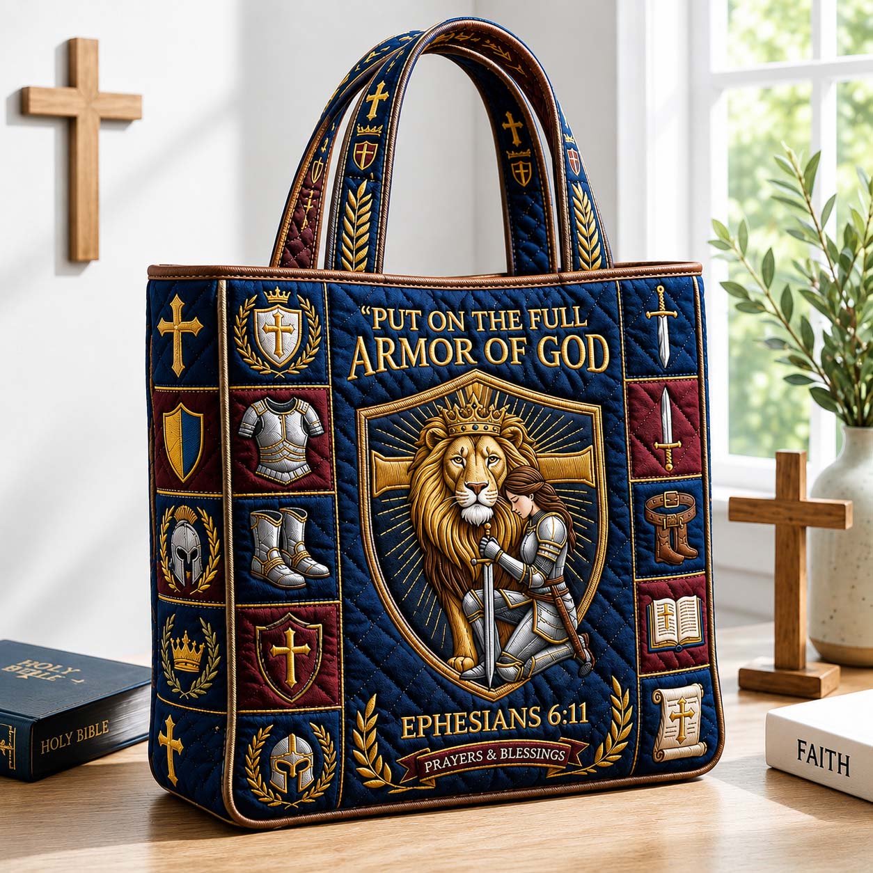 Pink Prayer Warrior Quilted Tote Bag GDTONTD1149