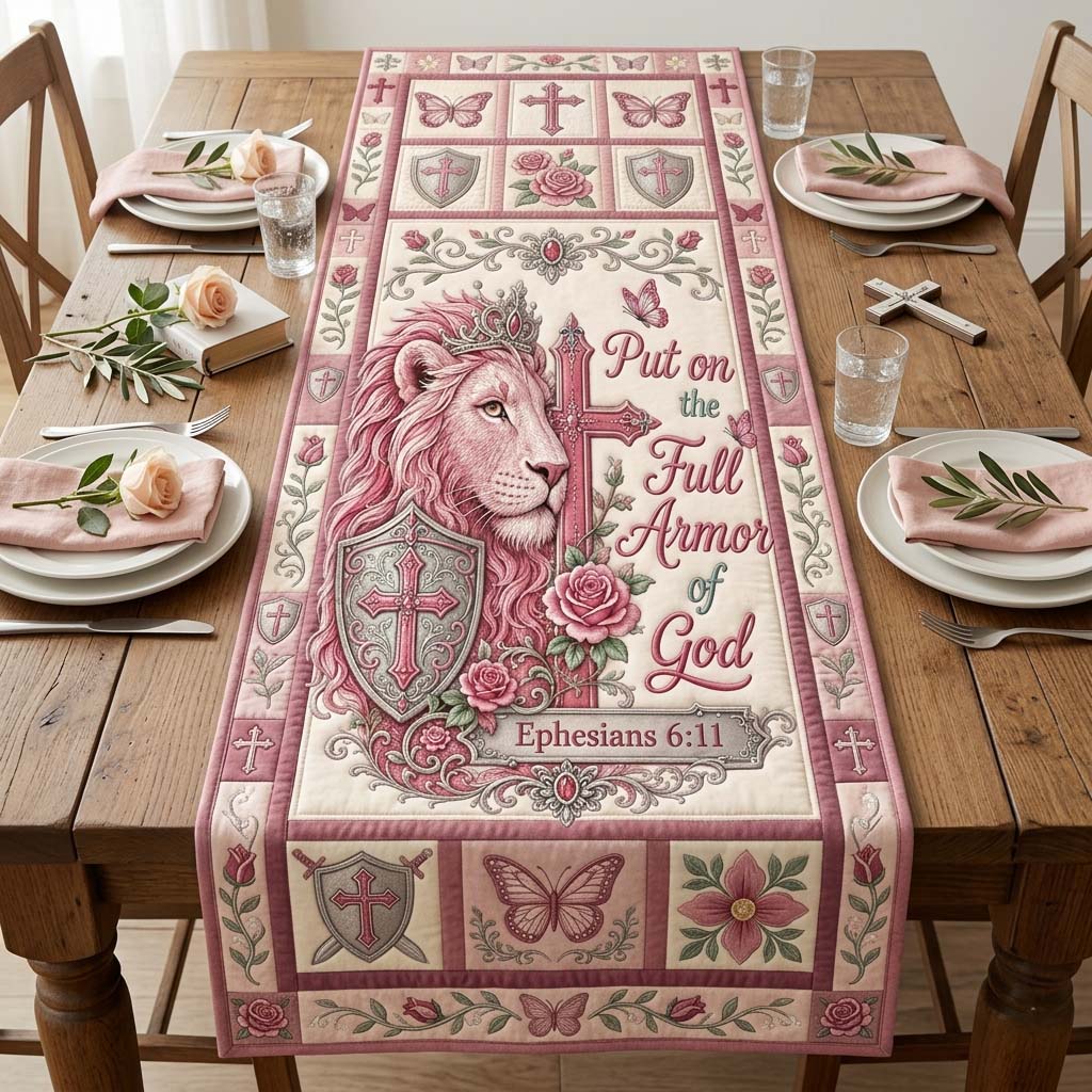 Pink Lion Armor Quilted Table Runner GDTONTD1163