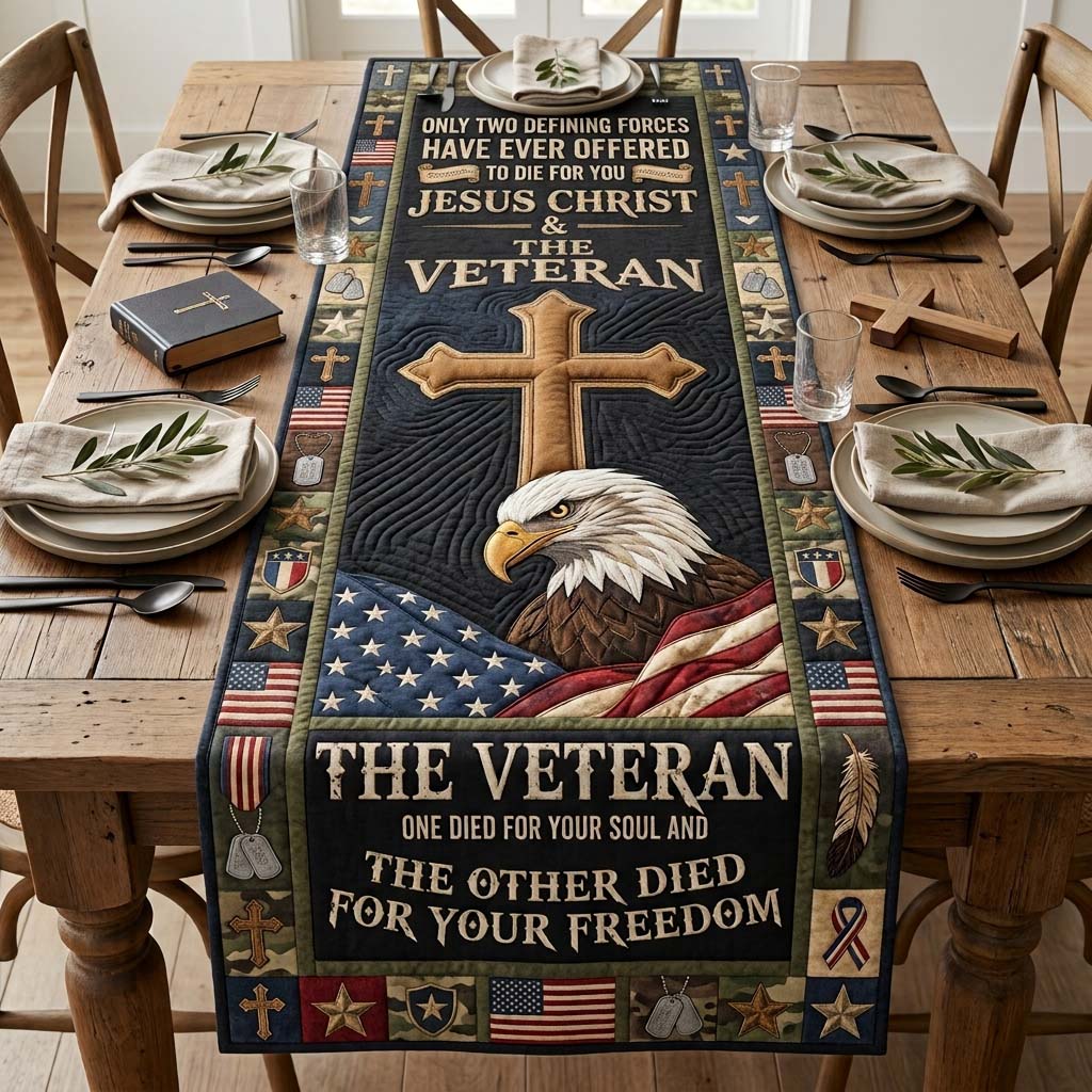 Christ And Veteran Quilted Table Runner GDTONTD1165