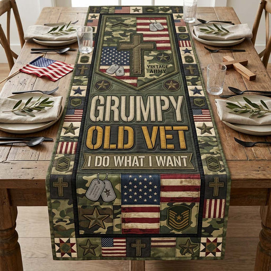 Grumpy Old Vet Quilted Table Runner GDTONTD1167