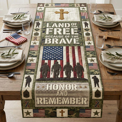 Free Brave Honor Quilted Table Runner GDTONTD1169