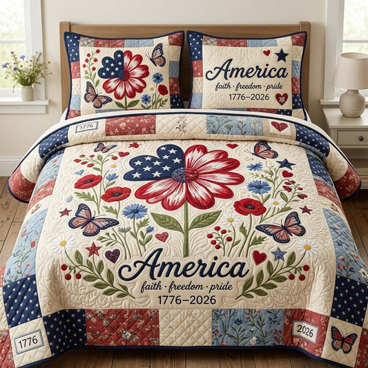 Faith Bloom 3-Piece Quilted Bedding Set GDTONTD117