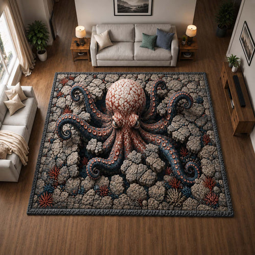 Coral Octopus Reef Area Rug GDTONTD1175