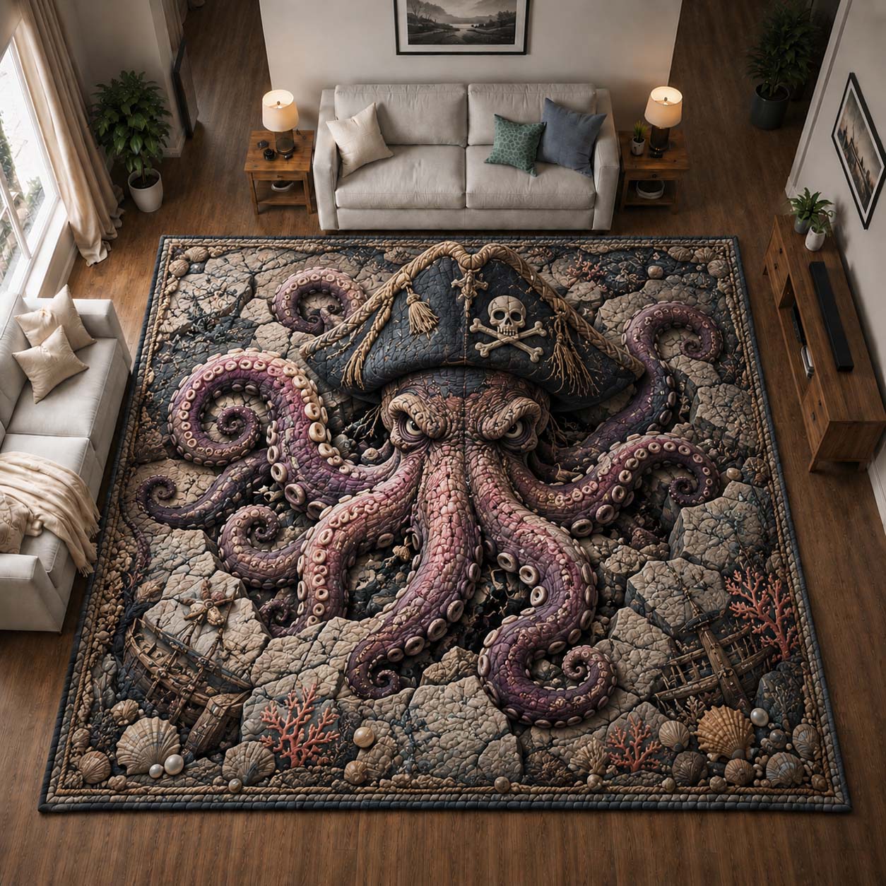 Pirate Kraken Reef Area Rug GDTONTD1179