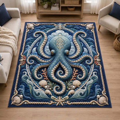 Royal Blue Octopus Area Rug GDTONTD1181