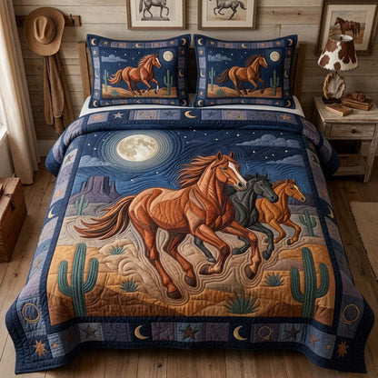 Moonlit Desert Riders 3-Piece Quilted Bedding Set GDTONTD1207
