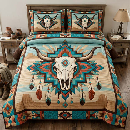 Sacred Desert Skull 3-Piece Quilted Bedding Set GDTONTD1214