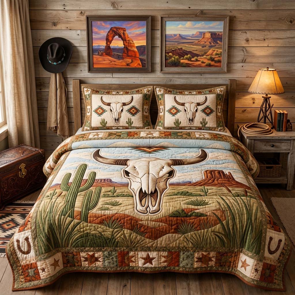 Canyon Skull Horizon 3-Piece Quilted Bedding Set GDTONTD1215