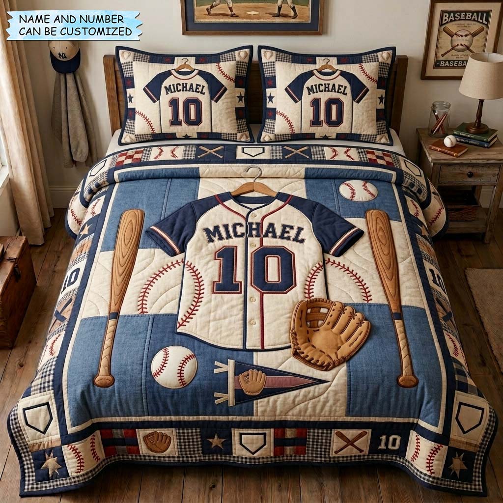 Jersey Pro 3-Piece Quilted Bedding Set QTCUZ GDTONTD1240