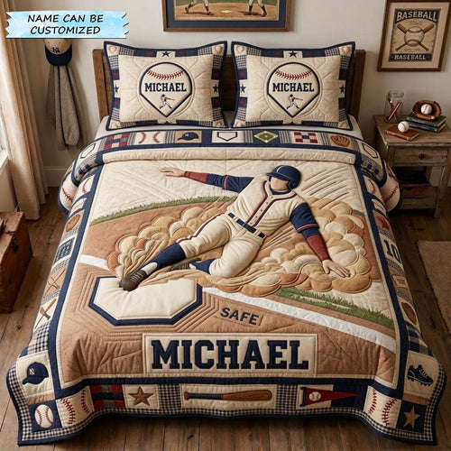 Safe Slide 3-Piece Quilted Bedding Set QTCUZ GDTONTD1243