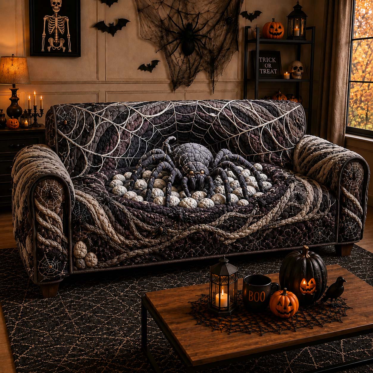 Spider Nest  Quilted Sofa Cover GDTONTD1291
