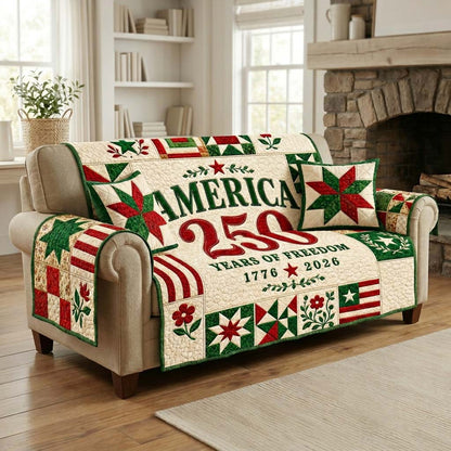 America 250 Floral Quilted Sofa Cover GDTONTD13