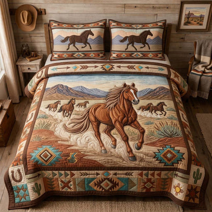 Dust Trail Stallion 3-Piece Quilted Bedding Set GDTONTD1321